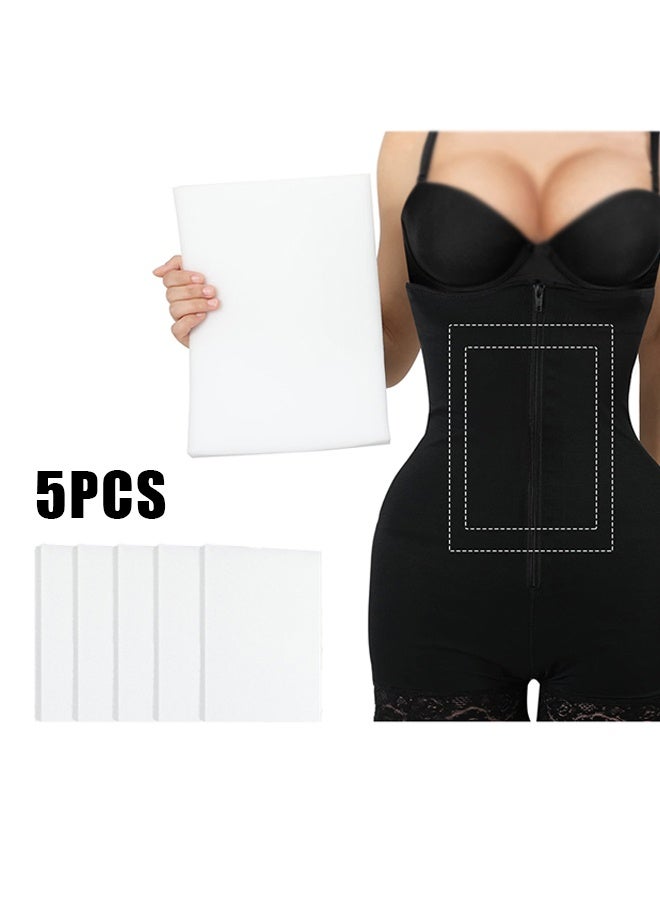 بوفان 5 قطع من ألواح الفوم لشفط الدهون، دعامات للخصر بعد الجراحة، وسادة فوم للتعافي بعد جراحة شفط الدهون، ملابس ضاغطة، 28 × 21 × 1 سم، أبيض - Image 1